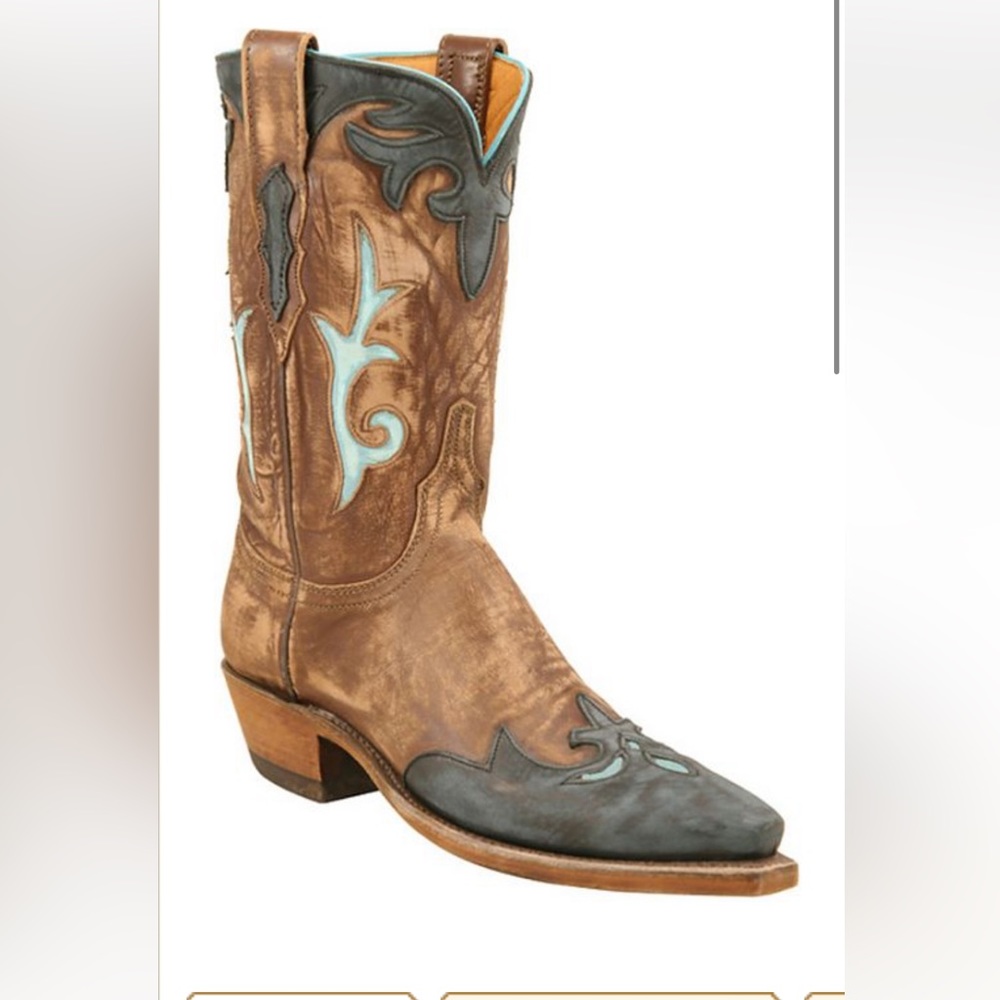 Womens Lucchese 1883 Destroyed Antique Brown Buffalo Boots size 8.5